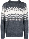 Brunello Cucinelli argyle check crew neck jumper - Blue