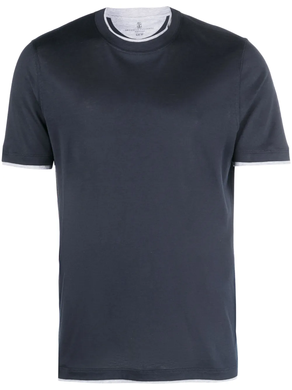 Brunello Cucinelli round-neck silk-cotton T-shirt | Blue | Image 1