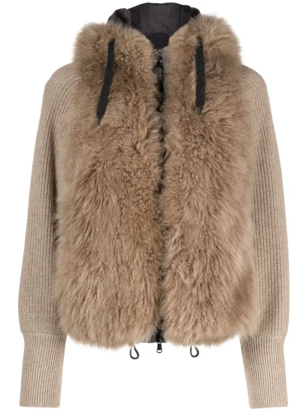 Fur discount hood cardigan