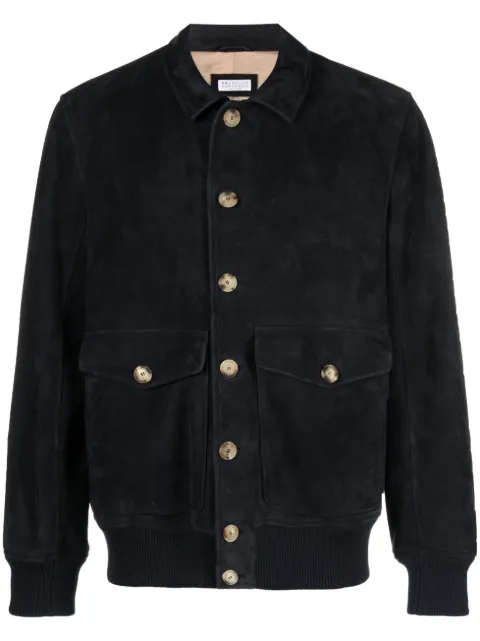 Brunello Cucinelli button-fastening leather jacket
