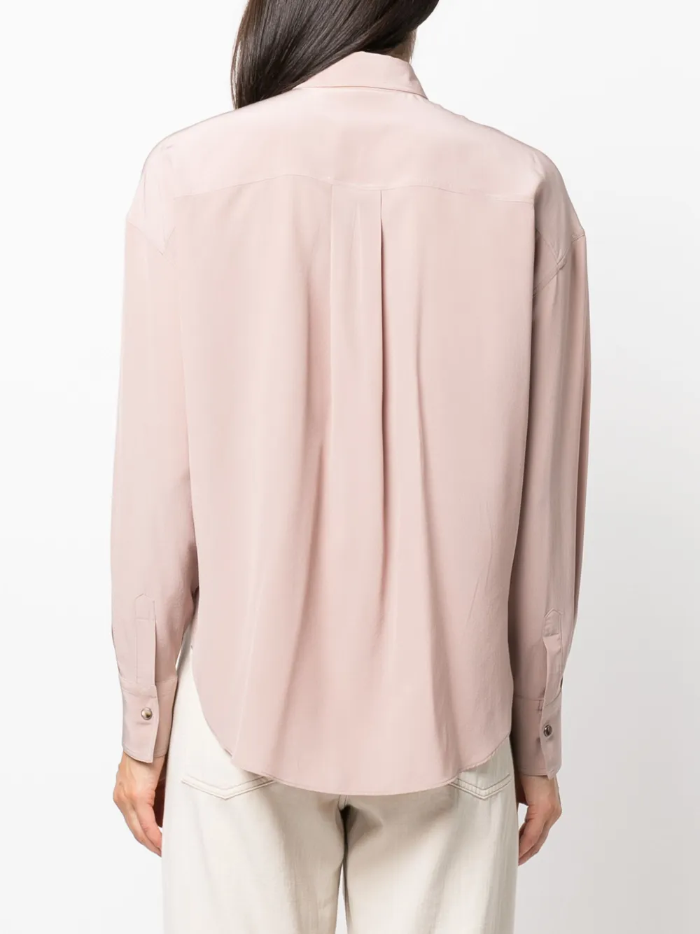 Brunello Cucinelli Pointed-collar Silk Shirt In Pink