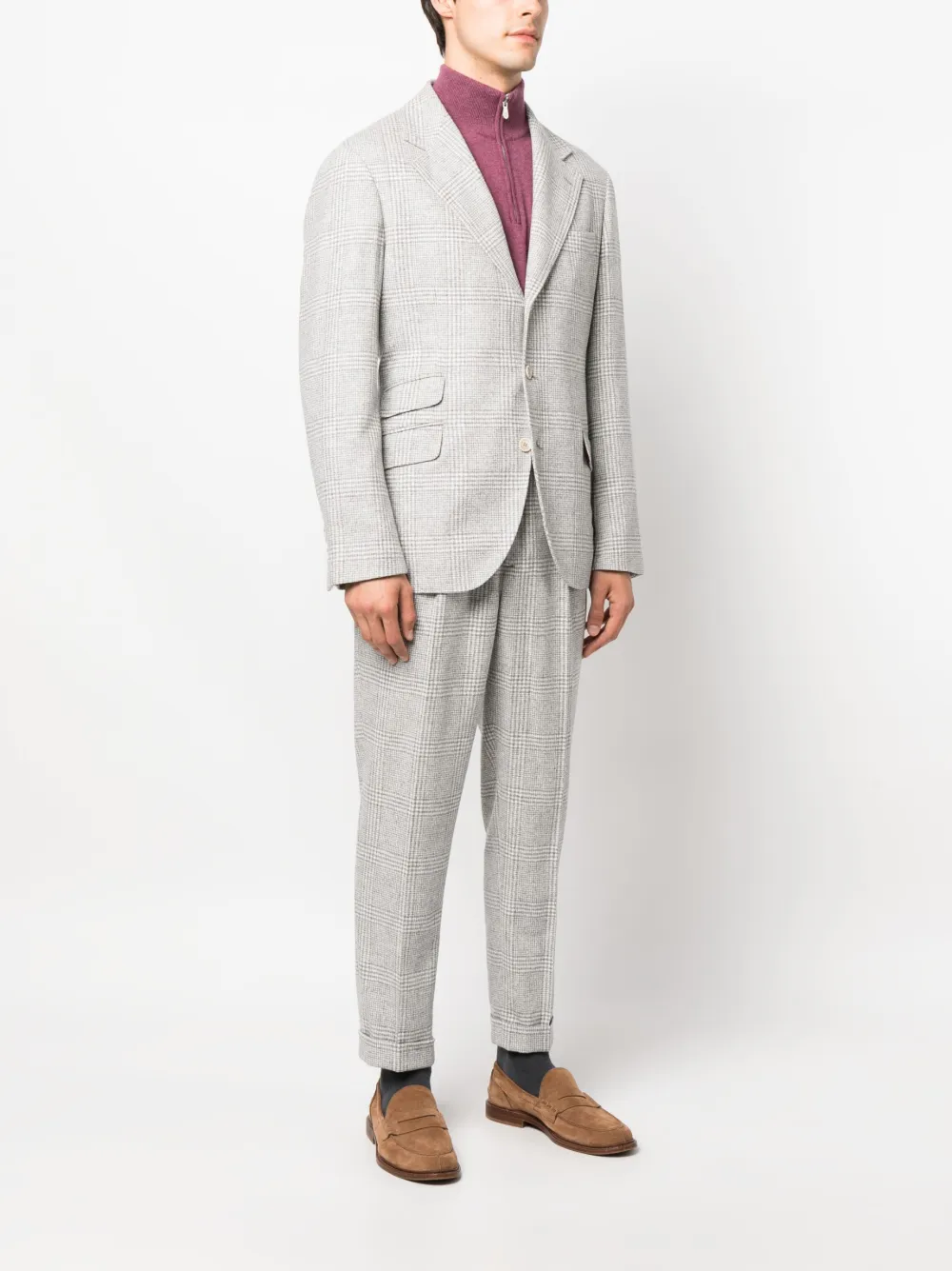 Brunello Cucinelli Geruite blazer Wit