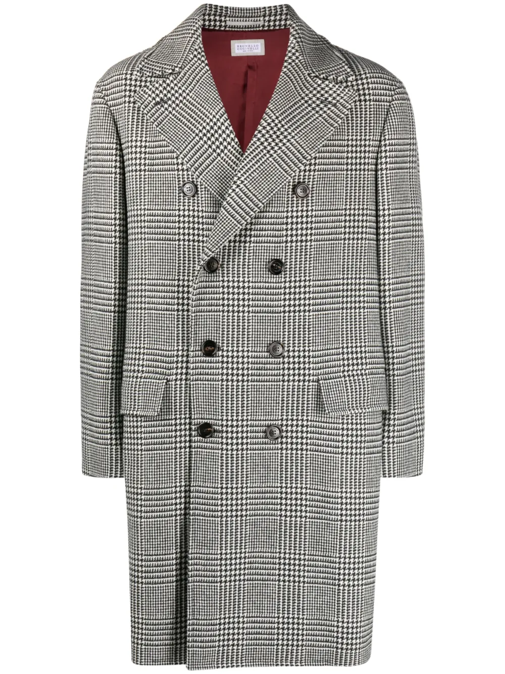 Brunello Cucinelli double-breasted checked coat | Black | Image 1