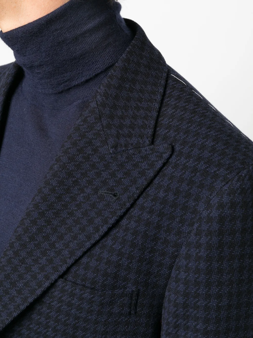 Brunello Cucinelli Blazer met pied-de-poule print Blauw