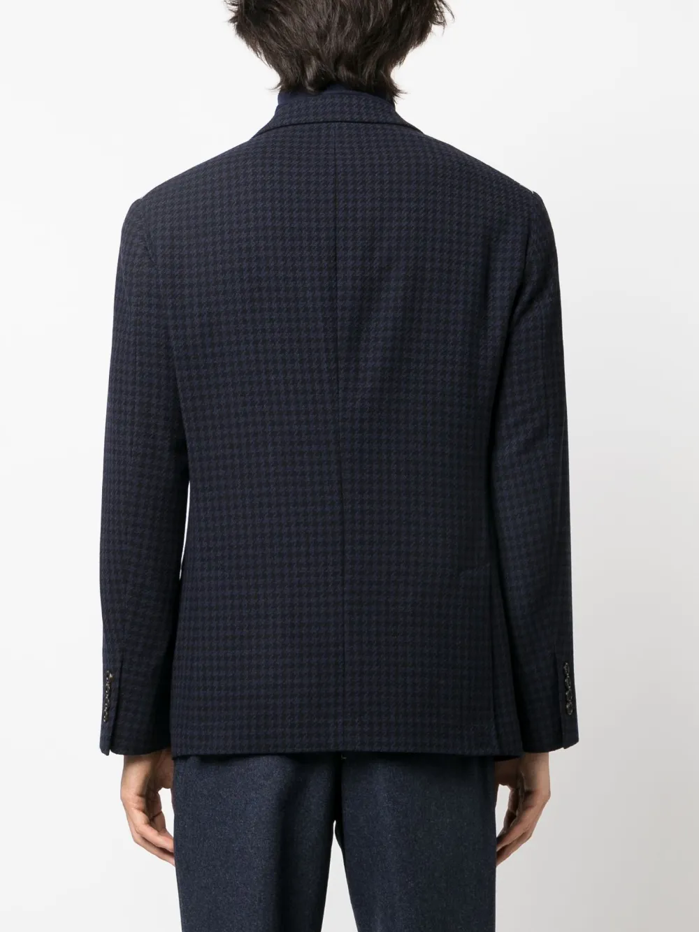 Brunello Cucinelli Blazer met pied-de-poule print Blauw