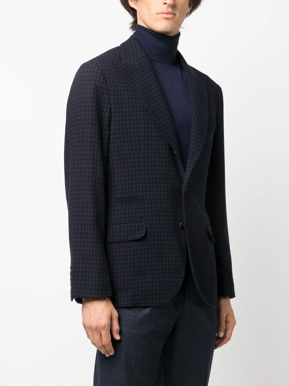 Brunello Cucinelli Blazer met pied-de-poule print Blauw