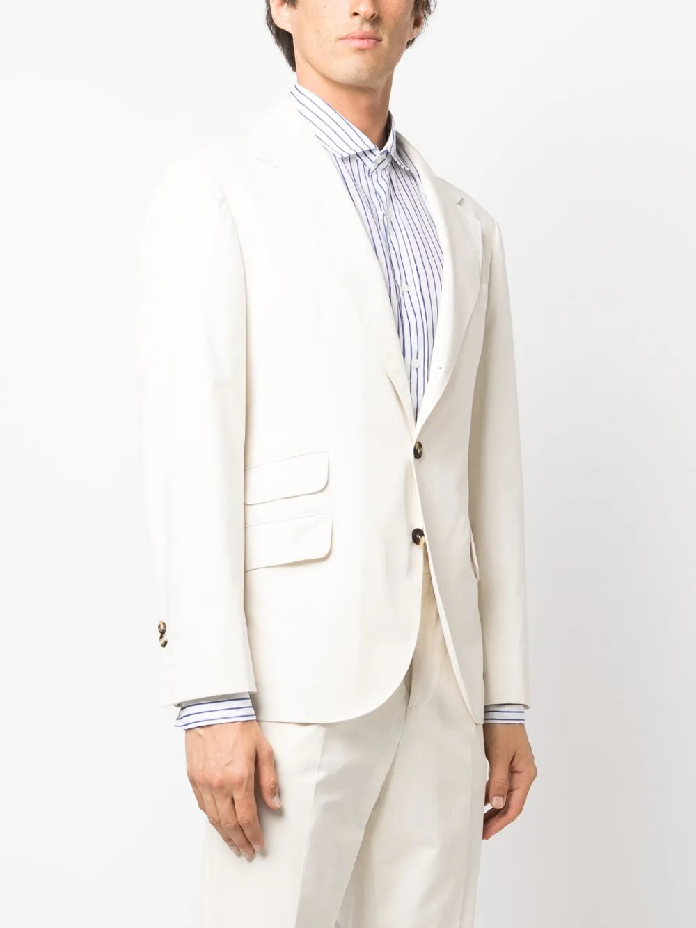 Brunello Cucinelli Single-breasted Linen Blazer In Neutrals