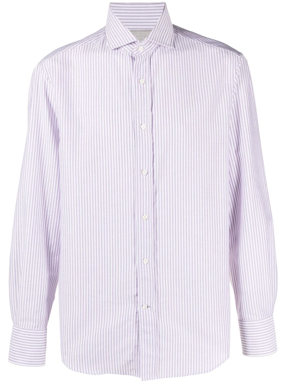 Brunello Cucinelli Striped Cotton Shirt In White
