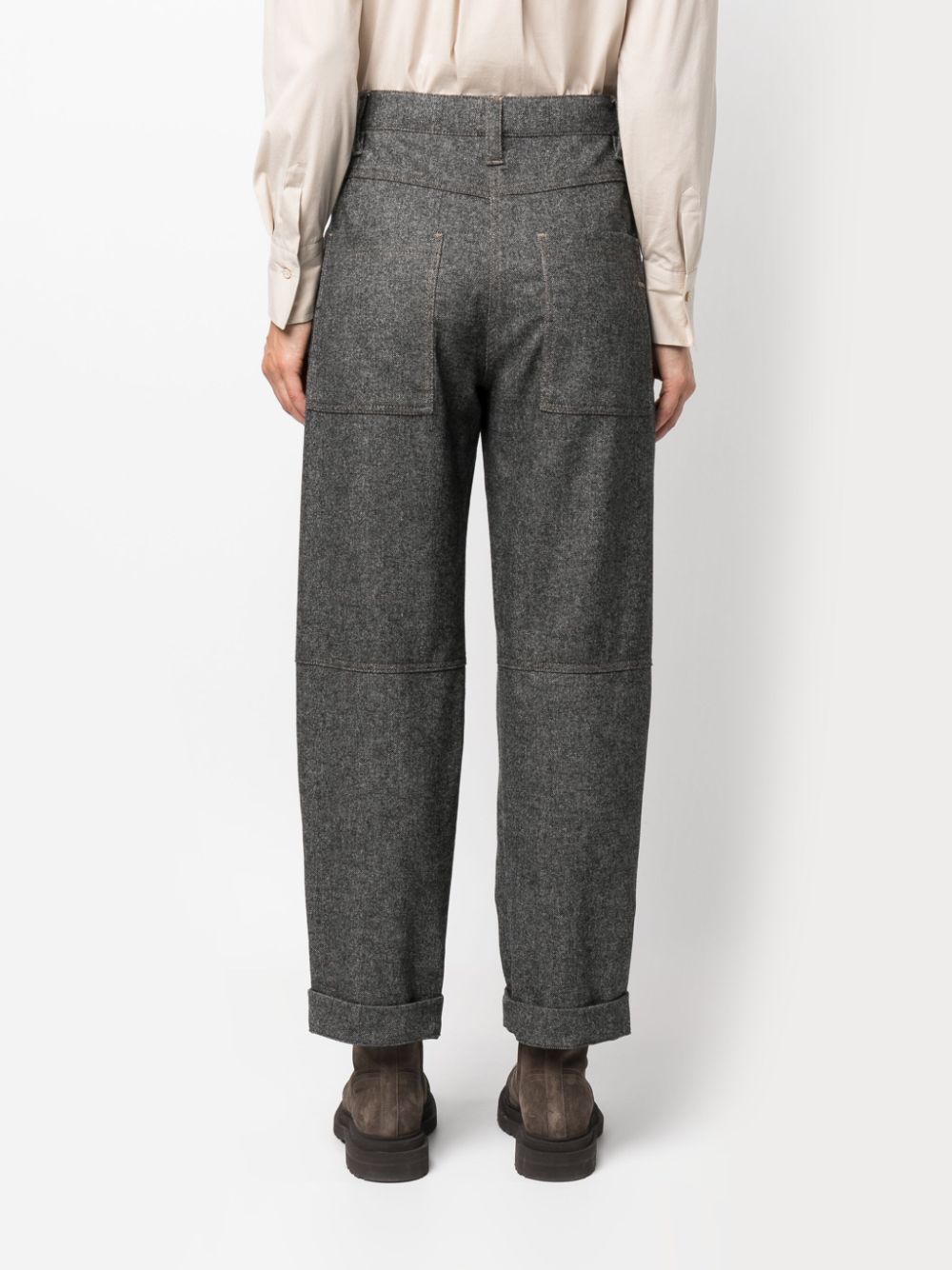 Shop Brunello Cucinelli Cropped Wool-blend Trousers In Grey