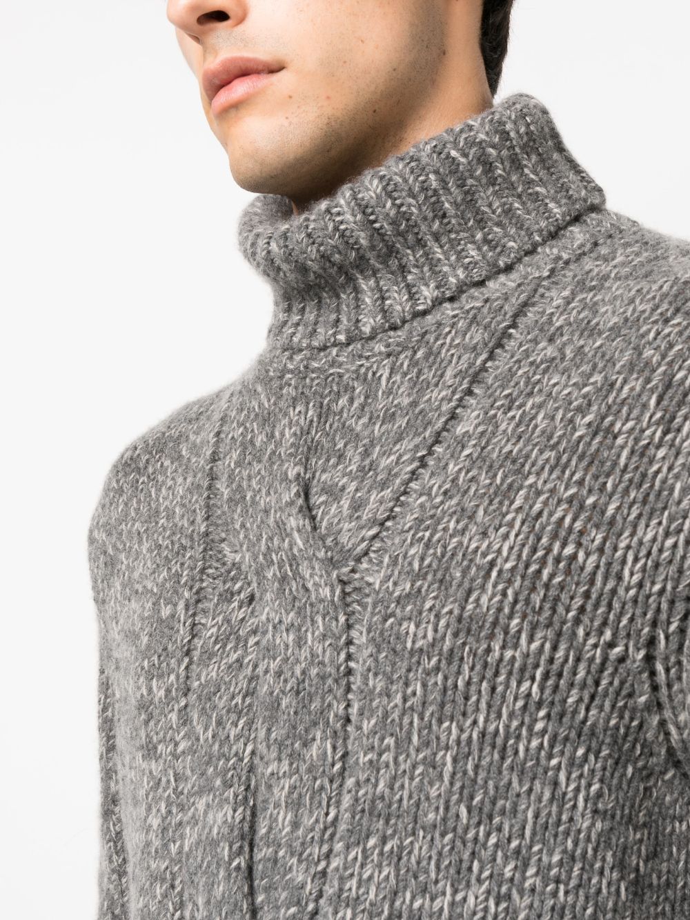 Shop Brunello Cucinelli Cable-knit Roll-neck Sweater In Grey