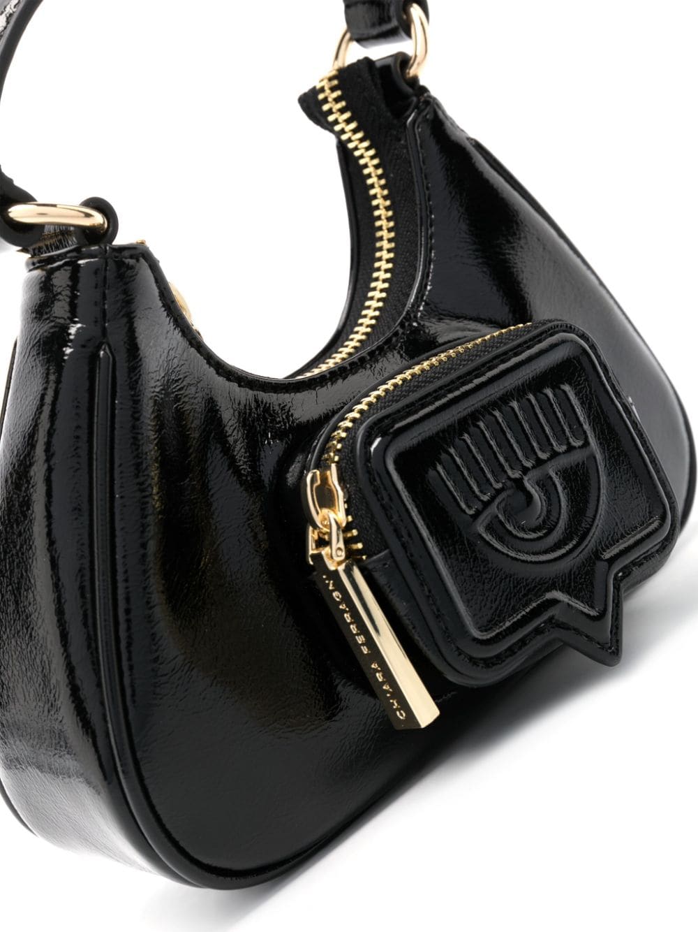 Shop Chiara Ferragni Mini Vicky Patent Bag In Black