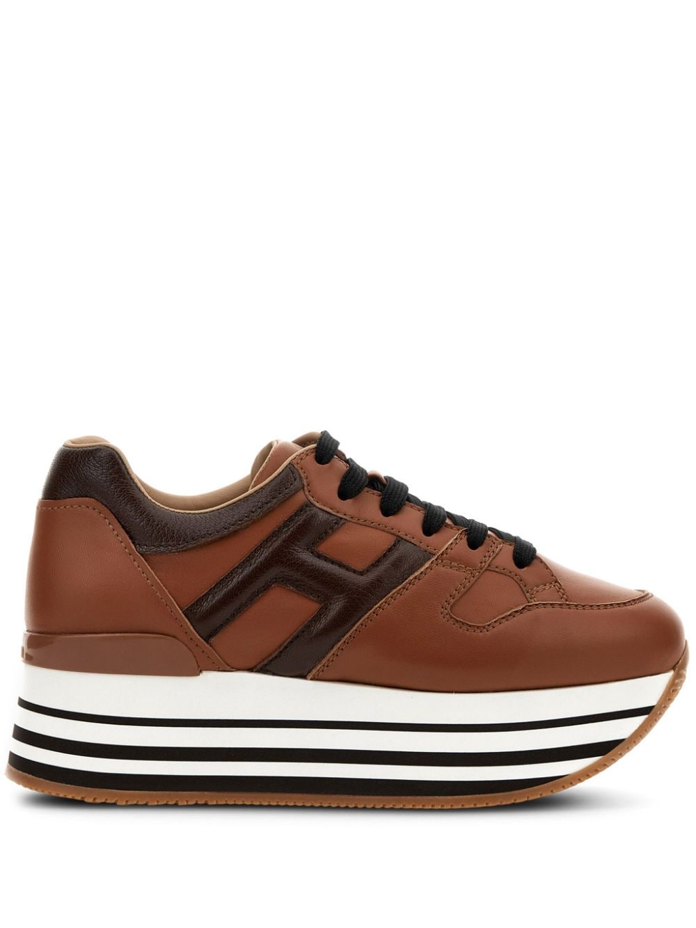 Hogan Logo-patch Lace-up Sneakers In Brown