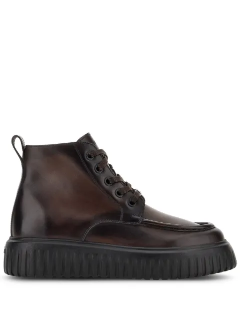 Hogan H-Stripe lace-up leather boots