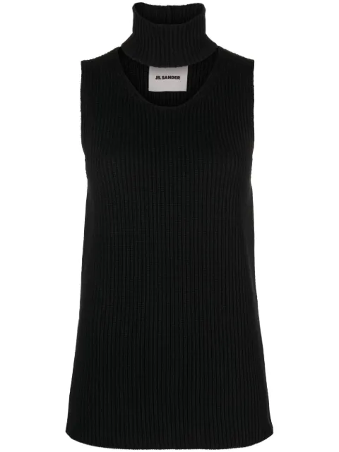 Jil Sander chaleco tejido de canalé con abertura