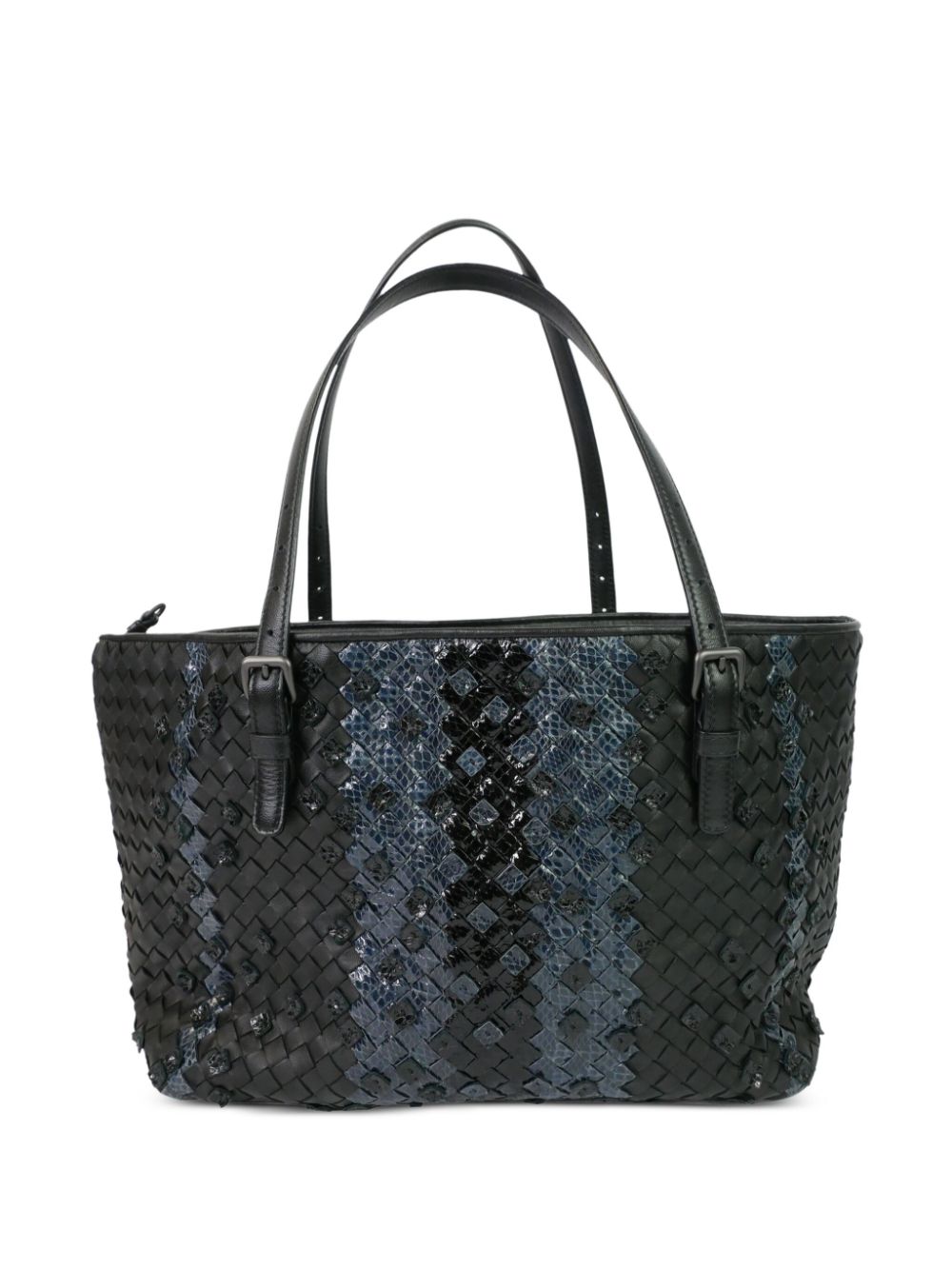 Bottega Veneta Pre-Owned Intrecciato contrast panelling tote bag - Zwart