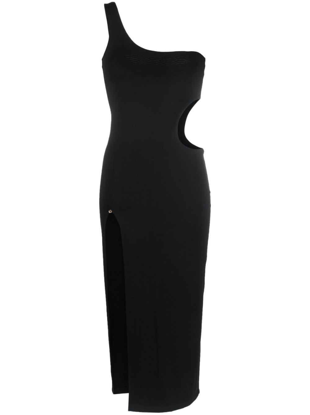 Nissa One-shoulder Cut-out Midi Dress In Black