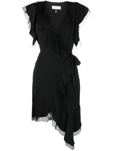 NISSA robe drapée à détails en tulle