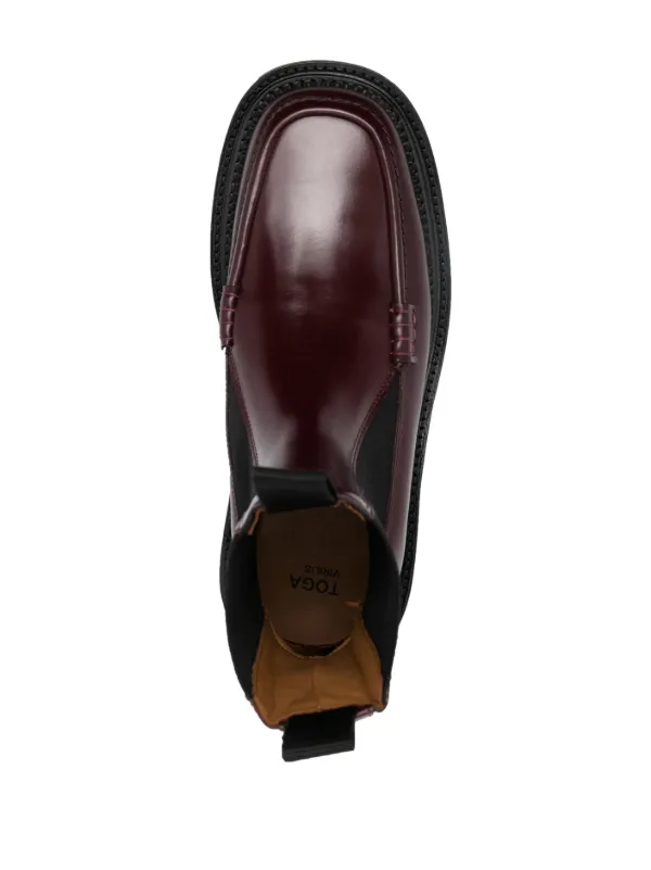Toga Virilis Side Gore Ankle Leather Boots | Red | FARFETCH Toga Virilis Side Gore Ankle Leather Boots | Red | FARFETCH