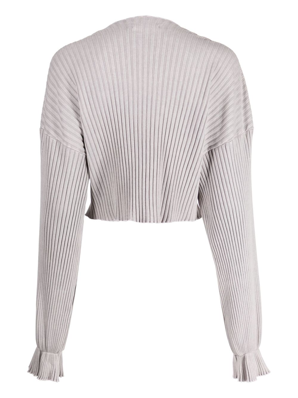 Shop John Elliott Bell-sleeve Ribbed-knit Crop Top In Grey
