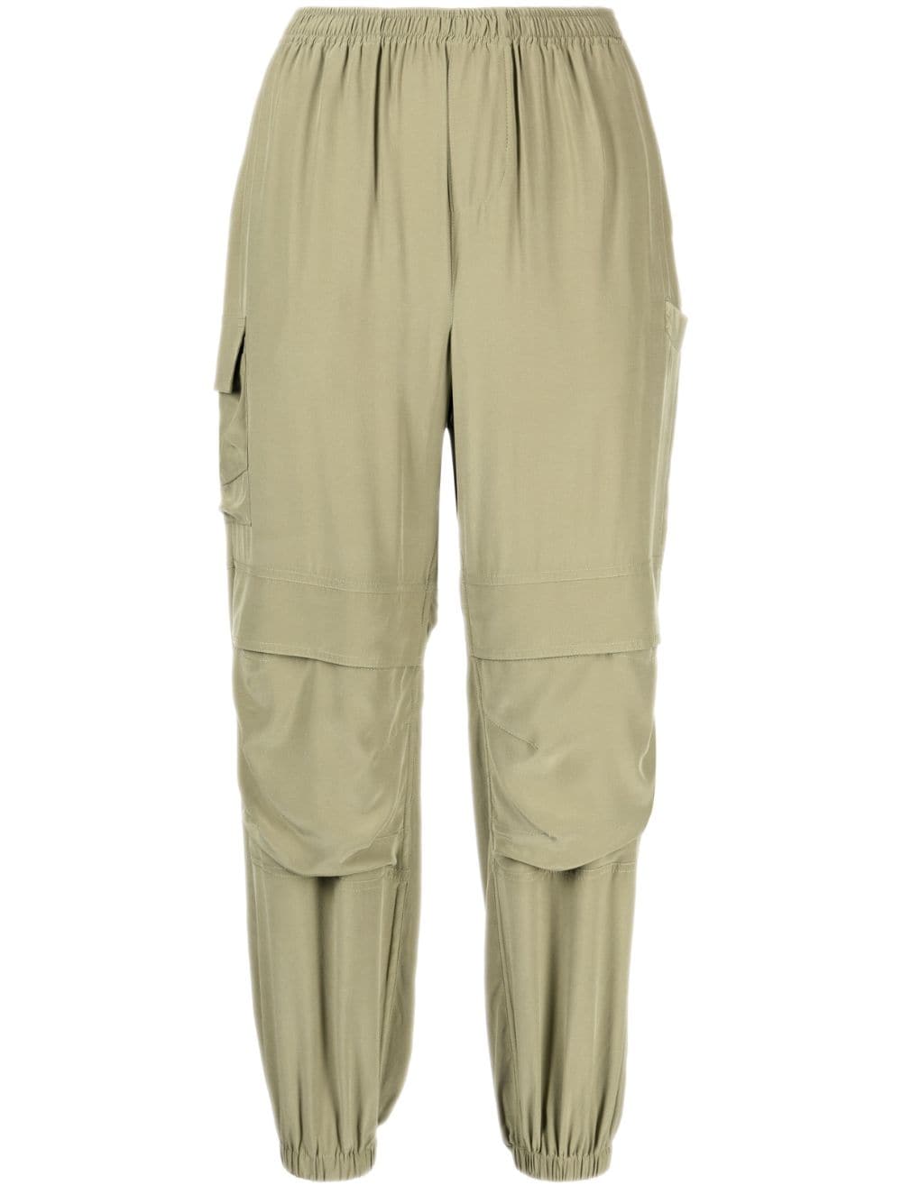 multiple-pockets cropped silk trousers