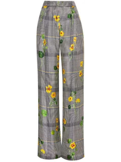 Oscar de la Renta Nasturtium plaid wide-leg trousers