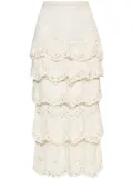 Oscar de la Renta crocheted scallop tiered skirt - White