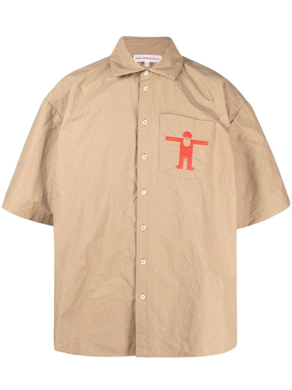 Walter Van Beirendonck Star Logo-print Oversize Shirt In Brown