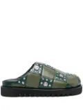 Toga Virilis checkerboard-pattern leather slides - Green