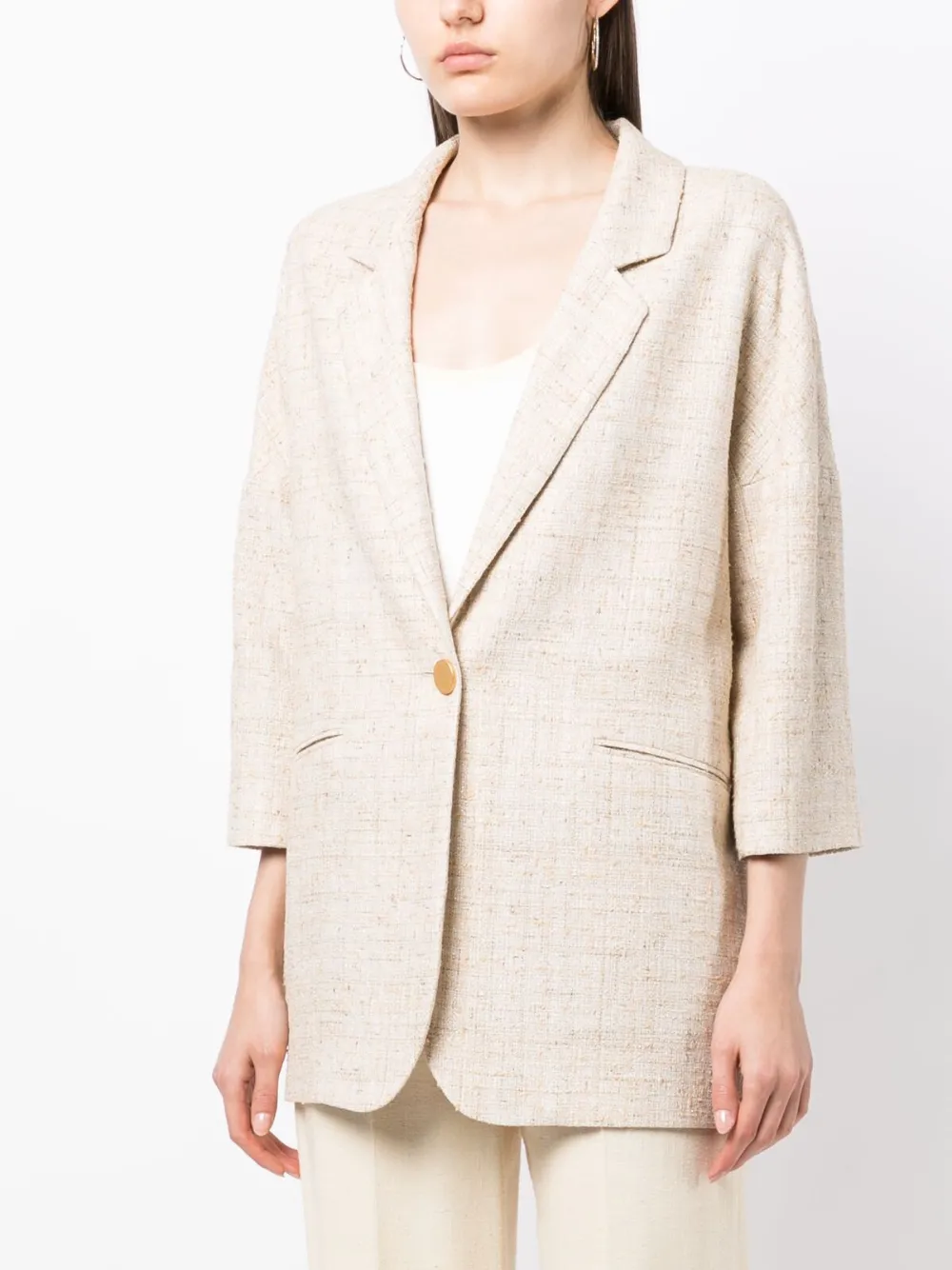 Tagliatore Single-breasted Tweed Blazer In Brown