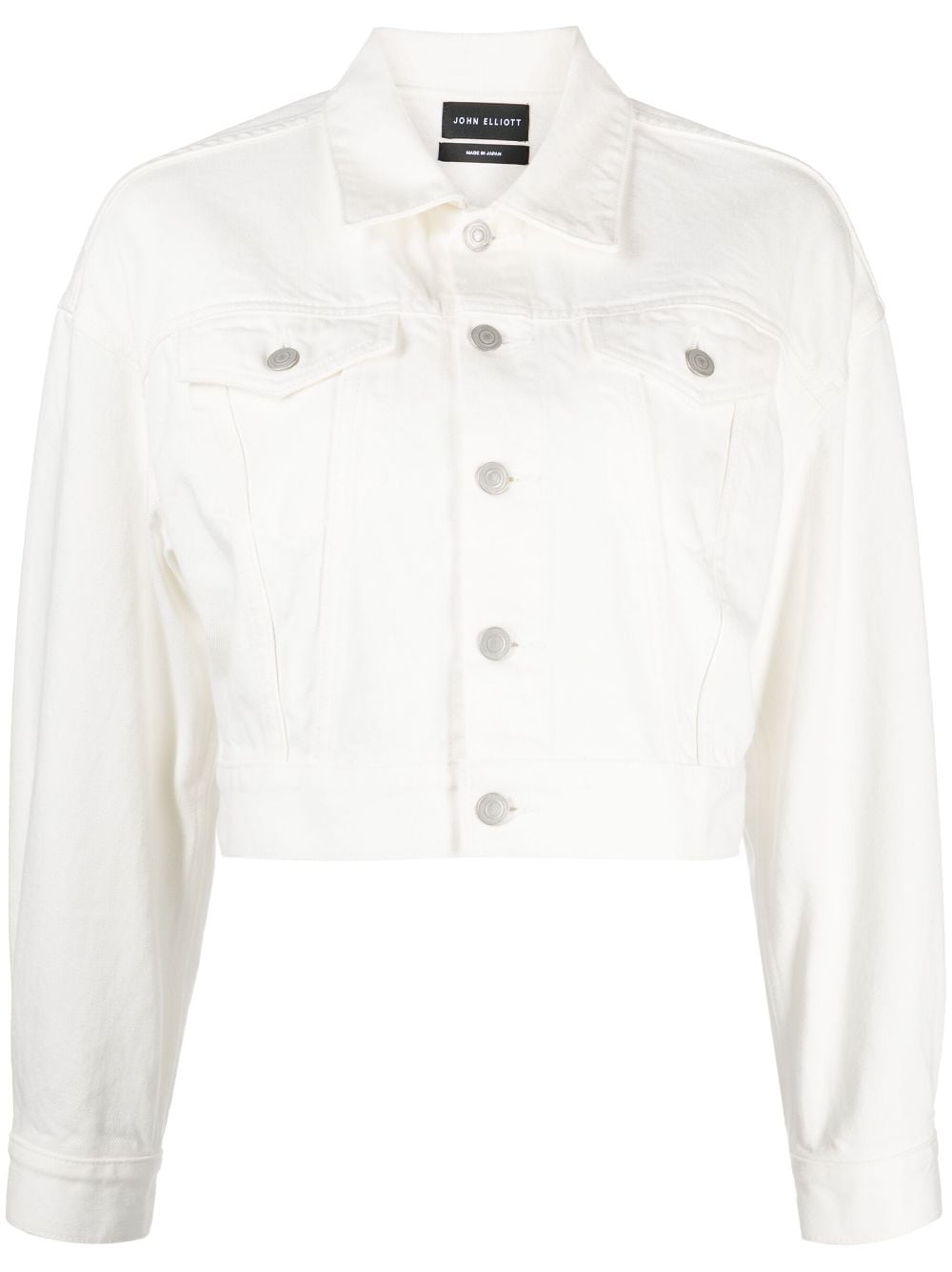 John Elliott Hickory Cropped Denim Jacket In White