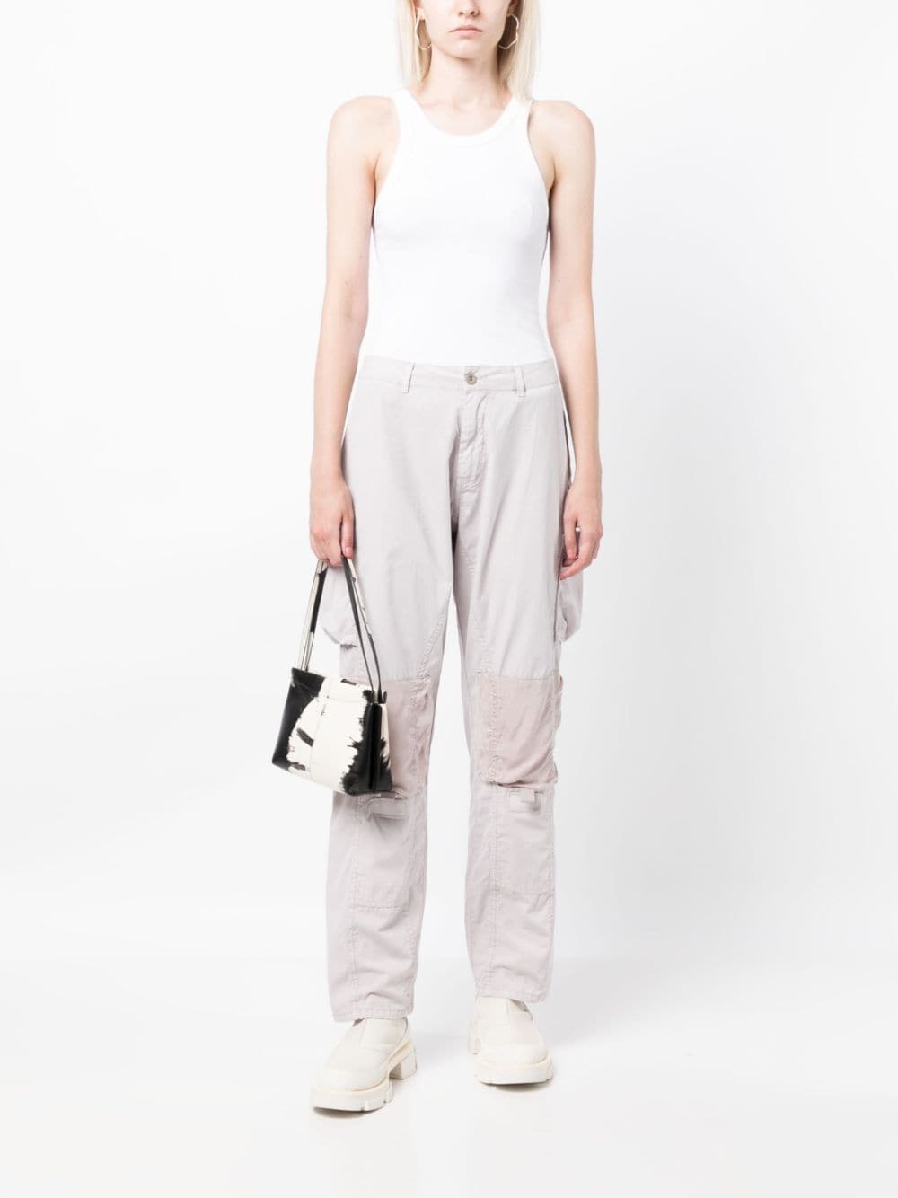 Shop John Elliott High-waisted Panelled Cotton Trousers In Pink