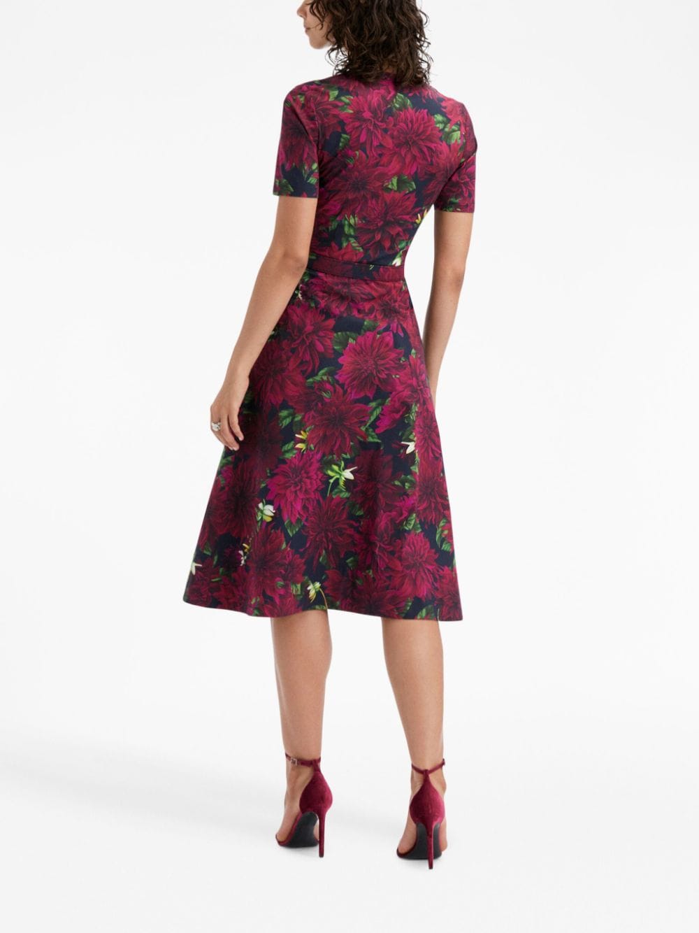 Shop Oscar De La Renta Dahlia Cotton Poplin Midi Dress In Black