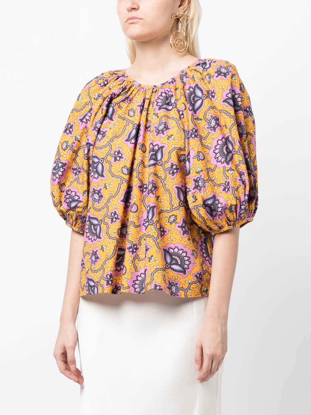 Shop Rhode Rowan Graphic-print Blouse In Orange