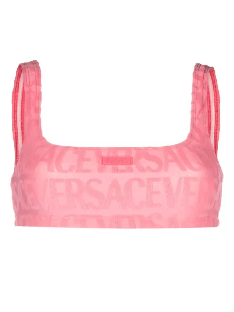 Versace x Dua Lipa Allover towel bikini top