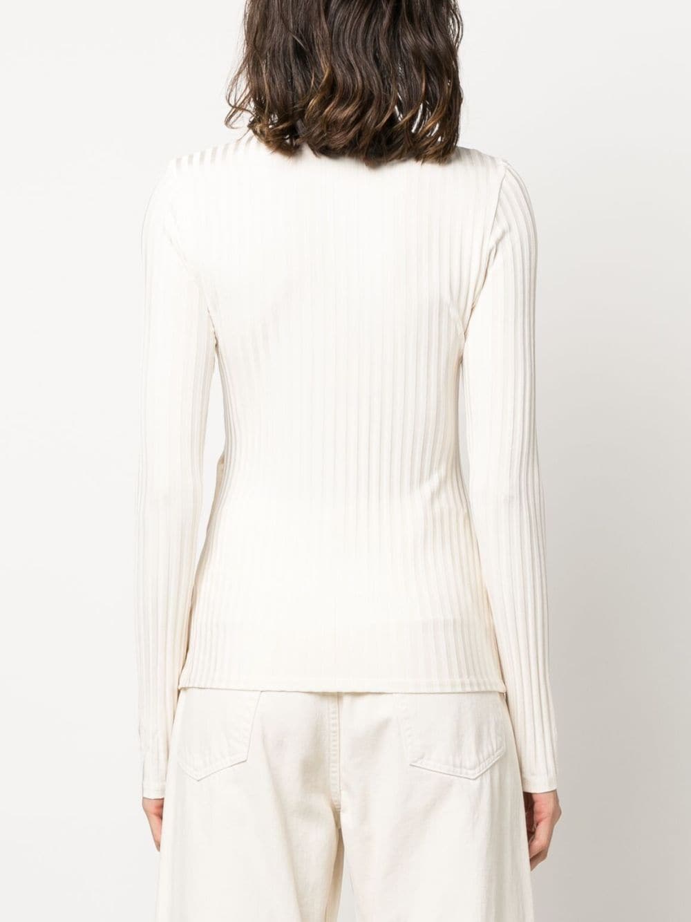 Shop Hugo Boss Fine-ribbed V-neck Sweater In White