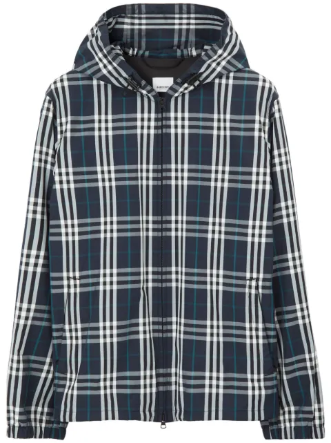 Burberry chamarra con motivo de cuadros y capucha