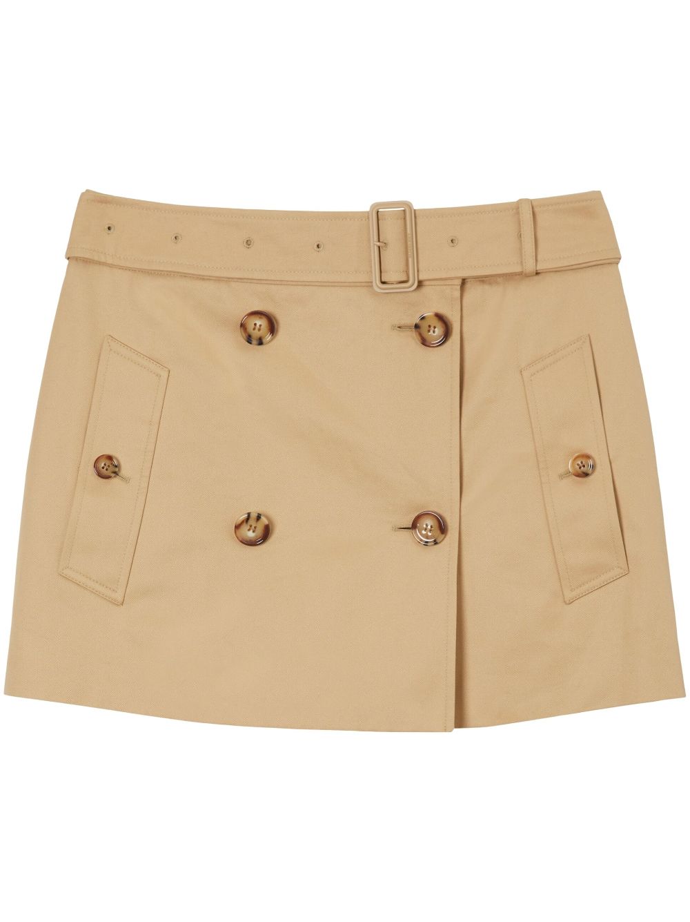 Burberry Gabardine Trench Cotton Miniskirt In Neutrals