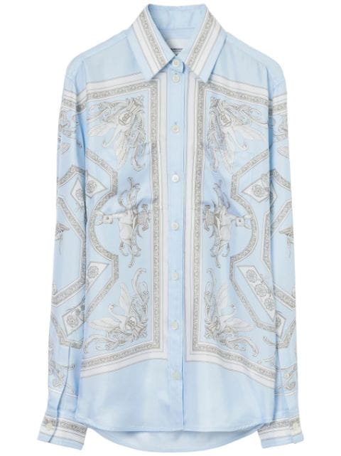 Burberry - Statue-print silk shirt