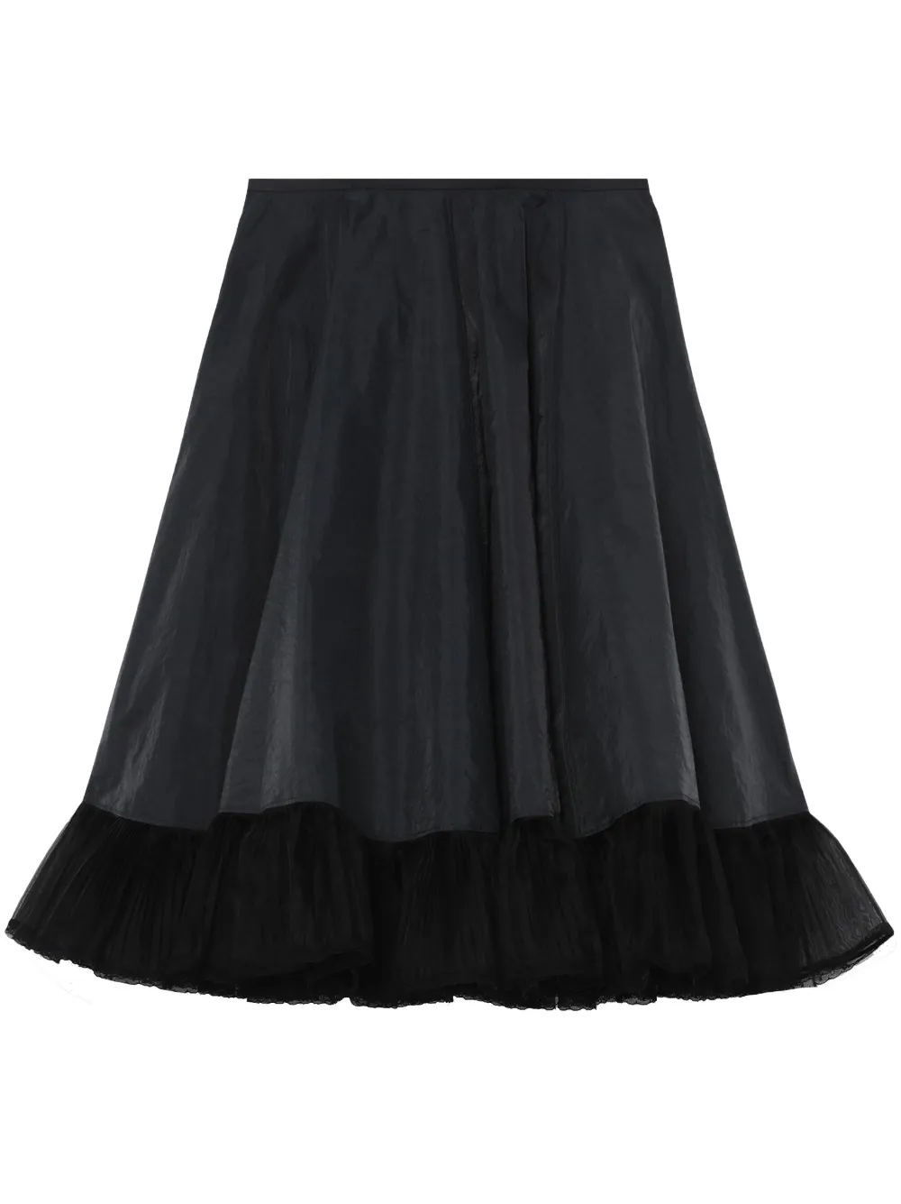 We11 Done Black Flared Midi Skirt In Black