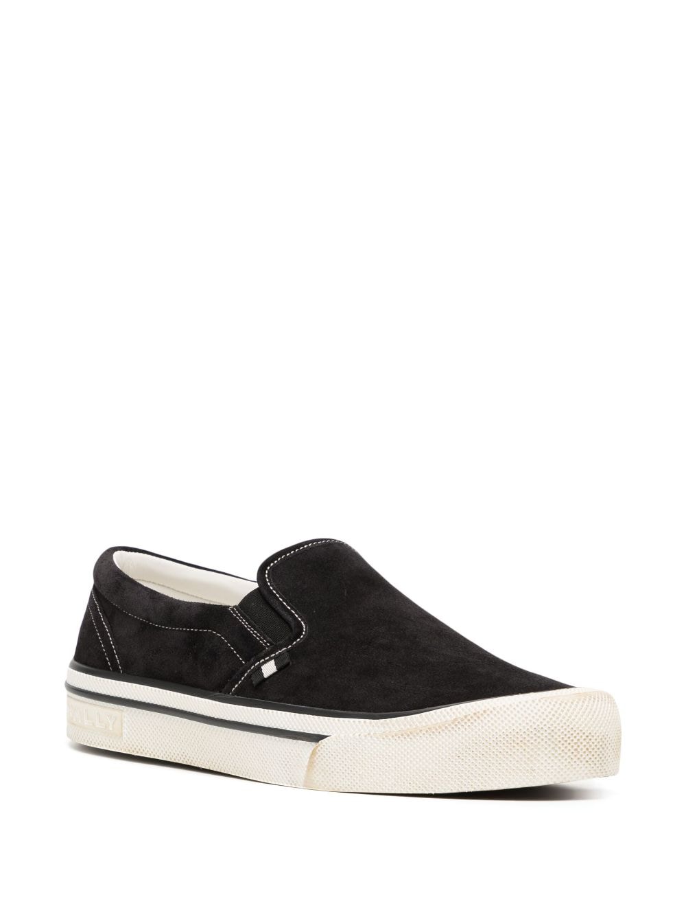 Shop Bally Laceless Suede Sneakers In Black