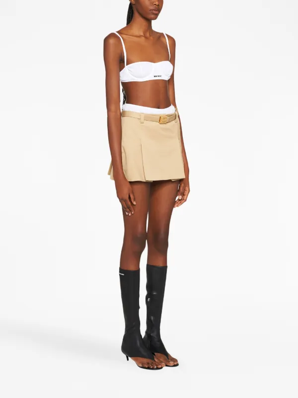 Miu Miu Belted Chino Miniskirt | Neutrals | FARFETCH