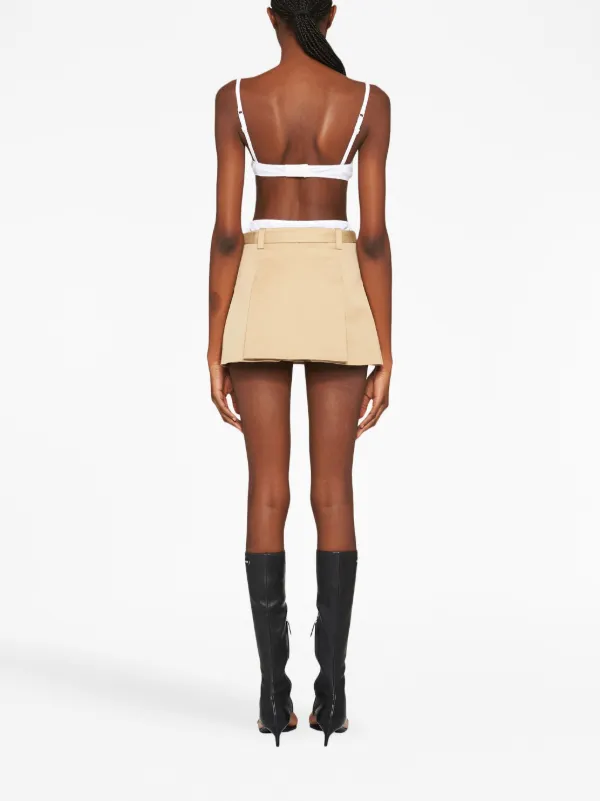 ミニスカート Miu Miu Ivory Linen Blend Mini Skirt Miu Miu Belted Chino Miniskirt | Neutrals | FARFETCH