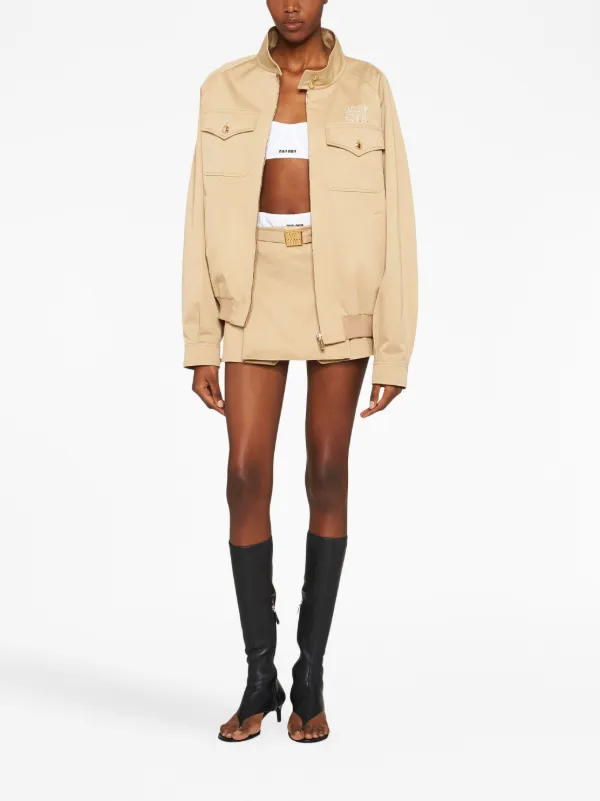 Miu Miu Belted Chino Miniskirt | Neutrals | FARFETCH