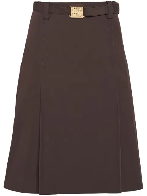 Miu Miu logo-plaque cotton midi skirt