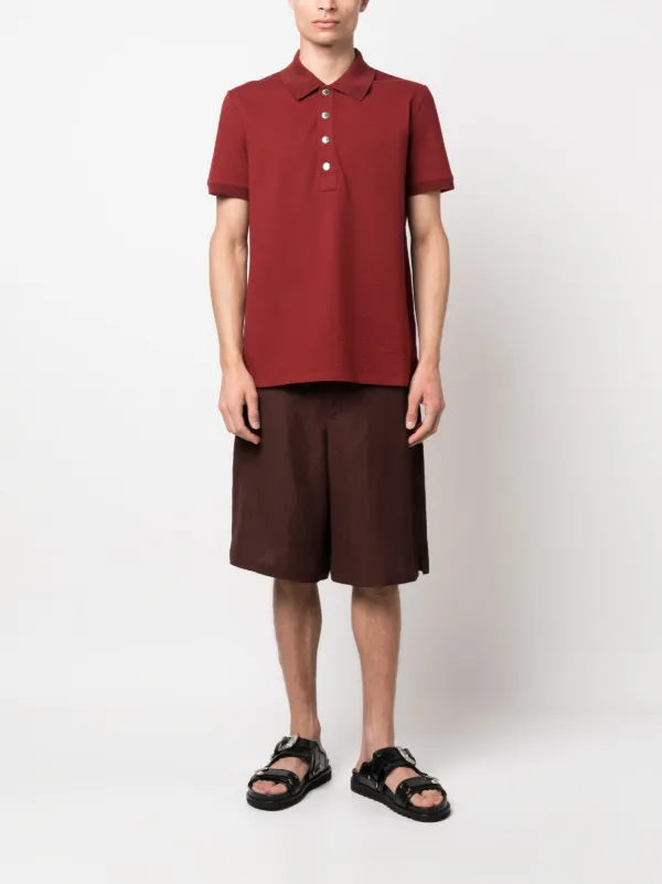 Tシャツ・カットソー BALMAIN FW24 'Monogram' polo shirt (DH1GB000JB82 0FA) Balmain monogram-pattern Piqué Polo Shirt | Red | FARFETCH