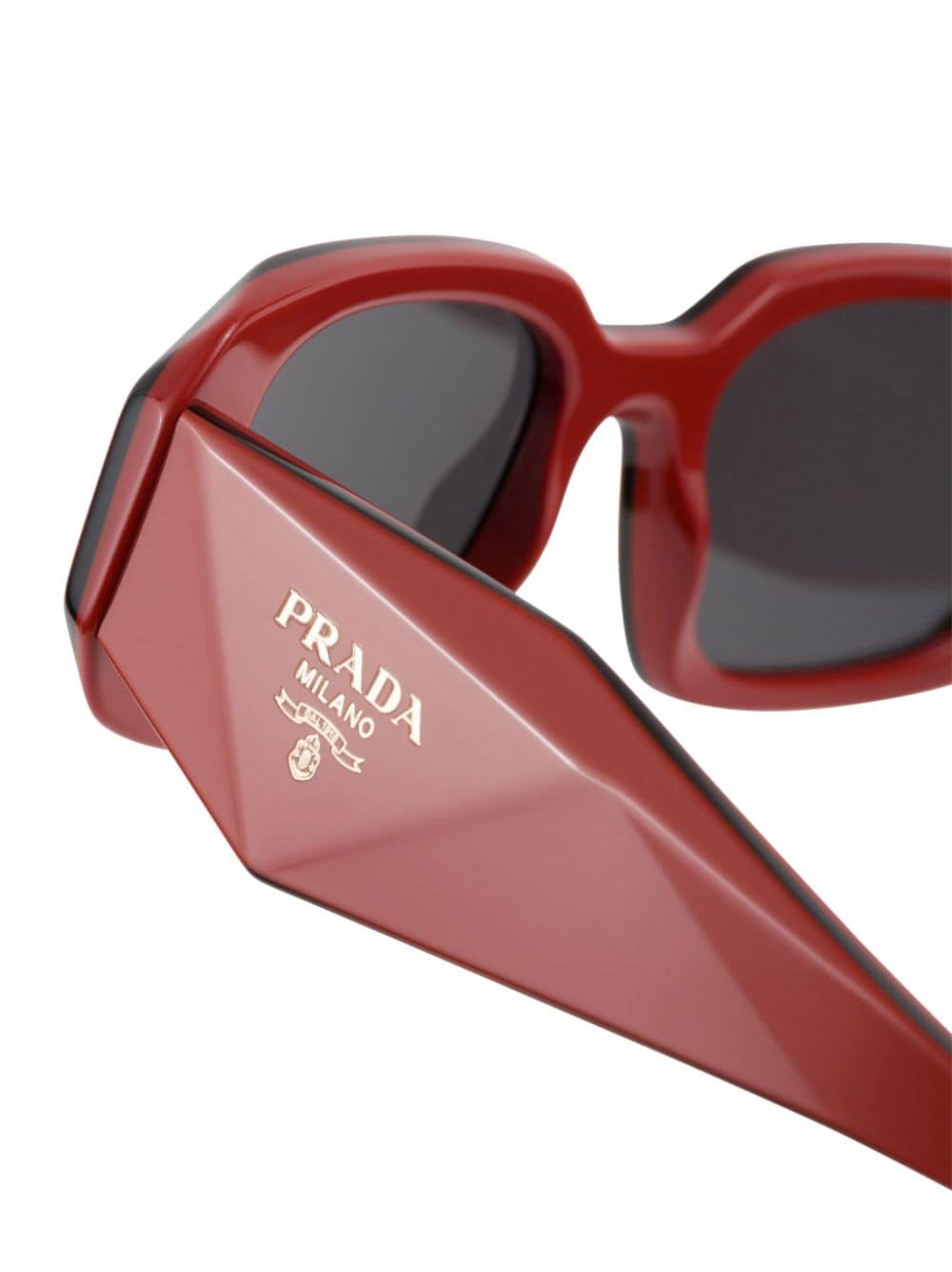 Shop Prada Symbole Rectangle-frame Sunglasses In Red