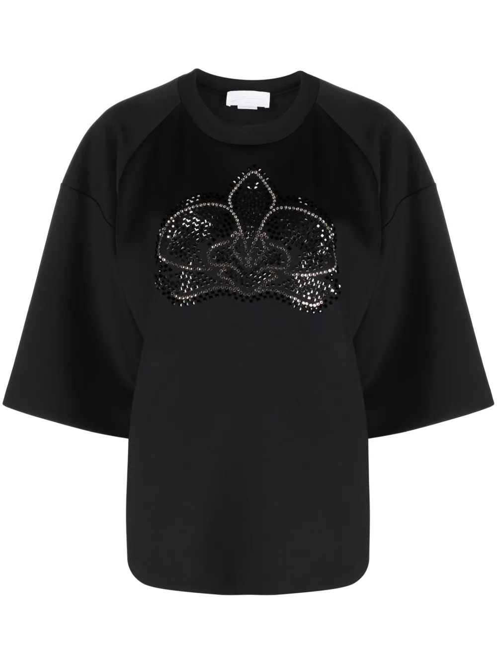 Genny Crystal-embellished Short-sleeved T-shirt In Black