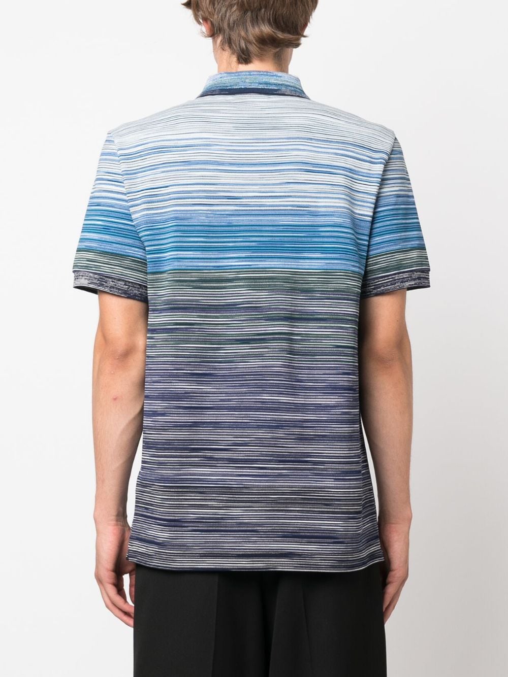 Shop Missoni Stripe-pattern Cotton Polo Shirt In Blue