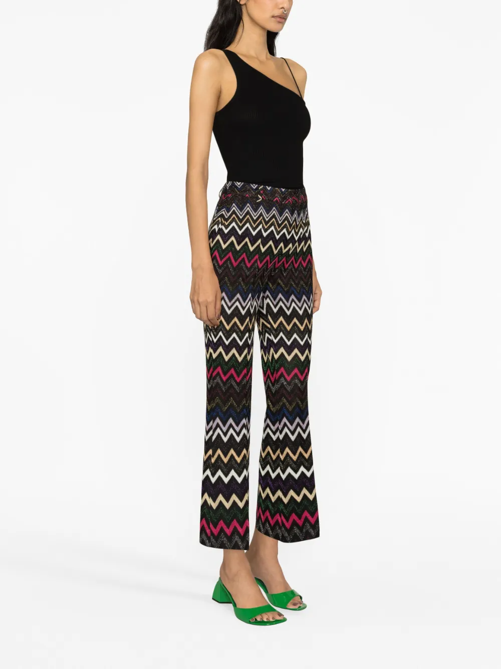 Missoni Zigzag Knitted Trousers In Black