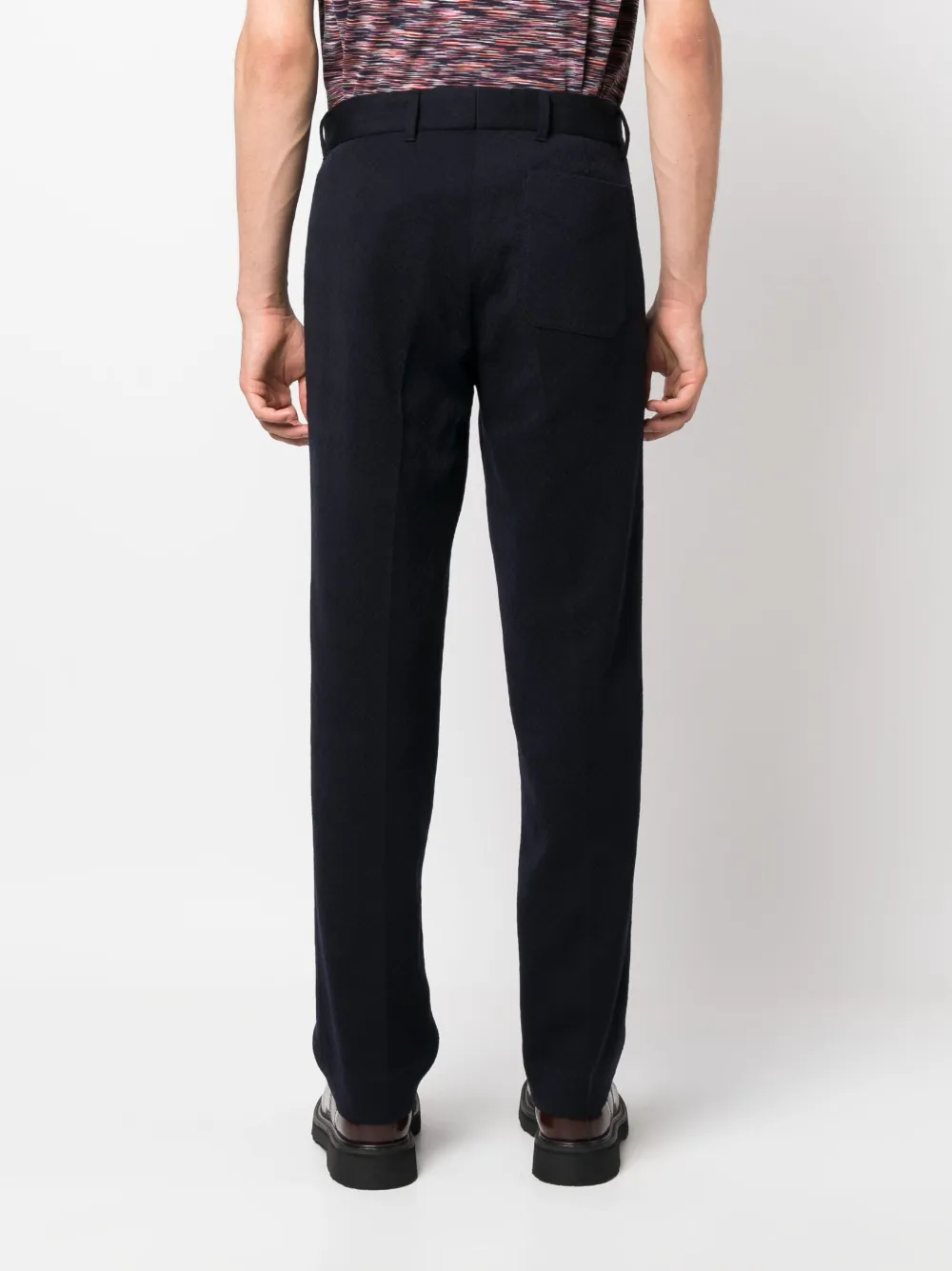 Shop Missoni Straight-leg Wool-blend Trousers In Blau